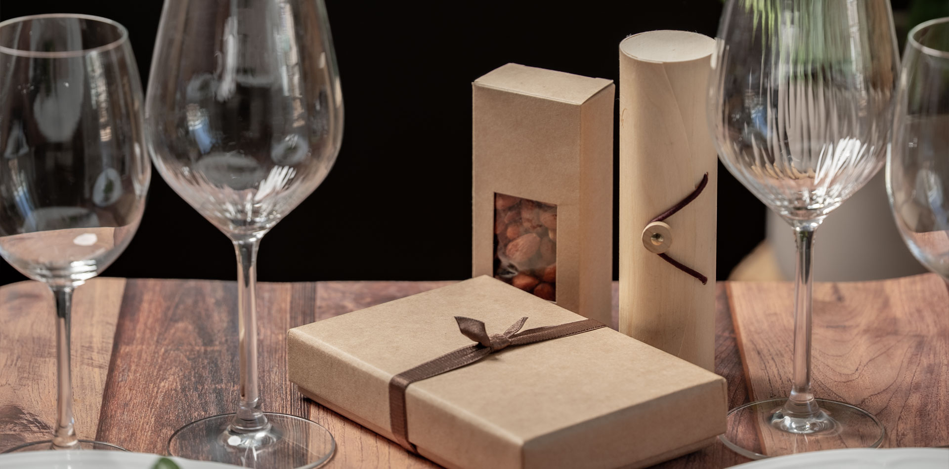 Professional event setting presenting Torn Ranch gourmet gift packaging options, symbolizing premium corporate gifting in 2025.