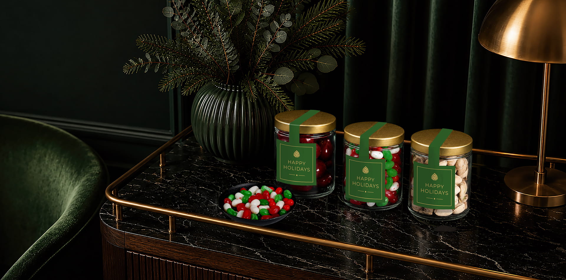 Torn Ranch Terra Jars with holiday inspired labels and seasonal food options.